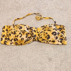 Garnet Hill Yellow Leopard-Print Bandeau Bikini Top
